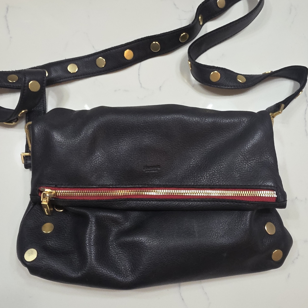 Hammitt Black Crossbody Bag with Gold and Red Accents